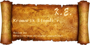 Kramarik Elemér névjegykártya